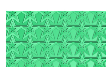 Green star pattern on a green background. Paper cut 3D shapes. Abstract background. Vector illustration for your design