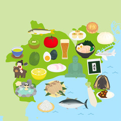 神奈川県の名物のイラストセット