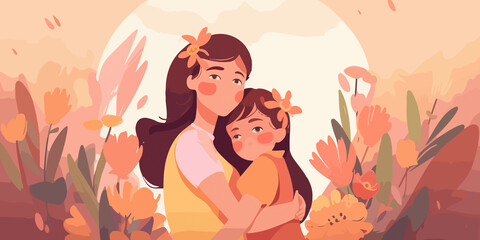 Obraz na płótnie Canvas Artistic flat illustration for Mother's Day celebration