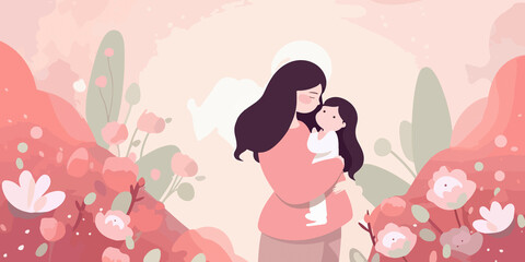 Flat illustration capturing the spirit of Mother's Day