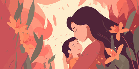 Obraz na płótnie Canvas Flat illustration capturing the spirit of Mother's Day