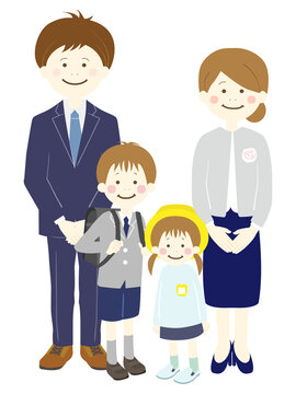 幼稚園の入園式と小学校の入学式の家族