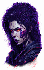 Fototapeta premium cyberpunk girl illustration t-shirt print printable jpg png transparent Generative AI