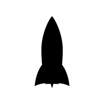 Rocket silhouette illustration astronaut vehicle icon. Rocket launch vector missle spaceship future speed cartoon concept.