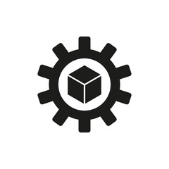 Box in gear icon. Business concept. Web development. Vector illustration.