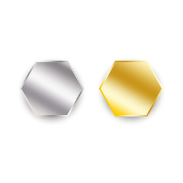 Gold silver hexagons on light background. Abstract geometric texture. Gradient background. Vector illustration.
