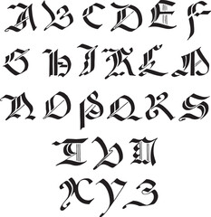 Fototapeta na wymiar Italian Mss 15th and 16th Centuries alphabets - ABC letters