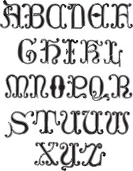 12th Century.Bodleian Library alphabets - ABC letters