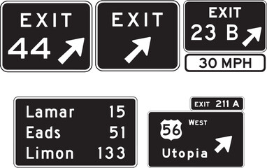 Interchange Exit Direction Signs Icon SVG -Vector Symbol Commercial & Personal Use- Cricut,Silhouette,Cameo,Vinyl Cut