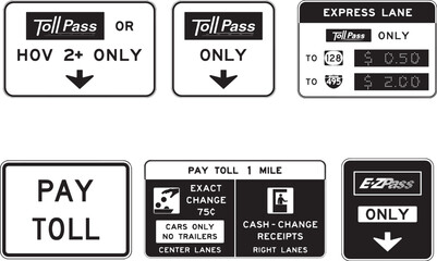 Toll road signs Icon SVG -Vector Symbol Commercial & Personal Use- Cricut,Silhouette,Cameo,Vinyl Cut