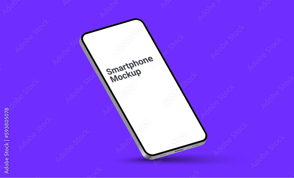 Poster phone mockup isolate 3d vector screen device template. cellphone app mock up realistic telephone bac