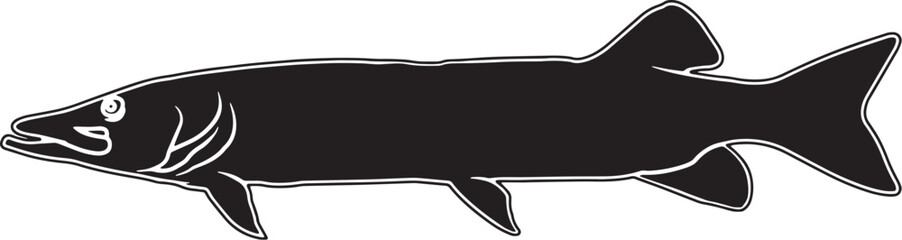 Muskellunge Hand sketched, hand drawn vector clipart