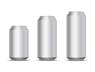 Beer soda vector metal bottle blank isolated aluminium can. Steel beer soda beverage mockup template.