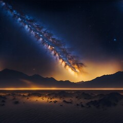 Night sky with stars and milky way over mountains. generated ai