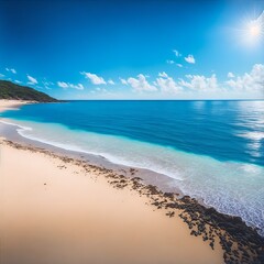 Beautiful seascape with sandy beach and turquoise sea. generated ai