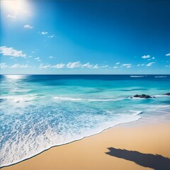 Tropical beach with blue sky and white clouds. Nature background. generated ai