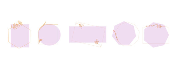 Vector set of Aesthetic frames designed on purple background for card design, wedding and more