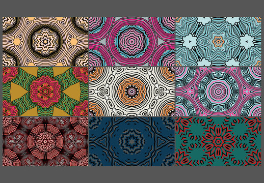 Seamless Pattern Collection with Mandala Ethic Motif