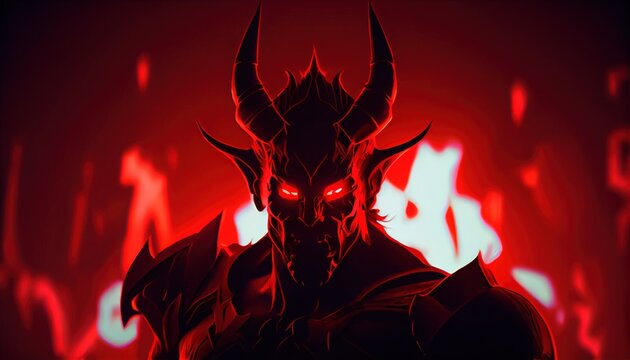 devil warrior in shadow, digital art illustration, Generative AI