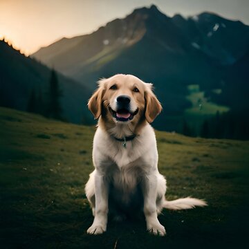 Perro Feliz en la montaña