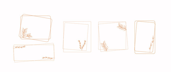 Modern minimalist aesthetic line elements trendy geometric frames