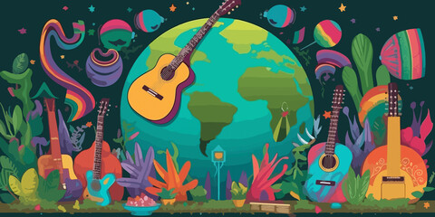 Hand drawn World Music Day in artistic style