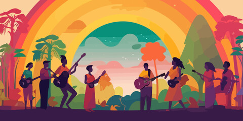 Naklejka premium Hand drawn World Music Day in artistic style