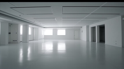 Fototapeta premium White clean empty architecture interior space room studio background wall display products minimalism. 3d rendering.