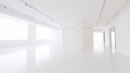 White clean empty architecture interior space room studio background wall display products minimalism. 3d rendering.