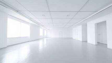 White clean empty architecture interior space room studio background wall display products minimalism. 3d rendering.