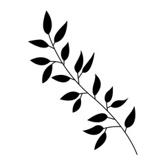 Silhouette doodle leave branch, decorative floral element