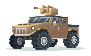 Military vehicle cartoon illustration isolated on white background