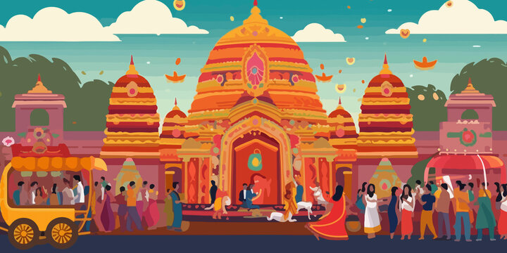 Flat illustration showcasing Rath Yatra festival