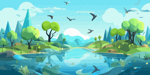 Fototapeta na wymiar Hand drawn flat illustration of a World Environment Day, concept background