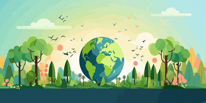 Hand drawn flat illustration of a World Environment Day, concept background
