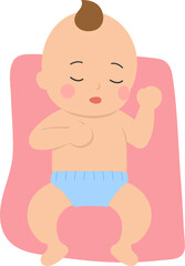 Sleeping cute baby with blanket, warm and safe, vector character illustration in cartoon style