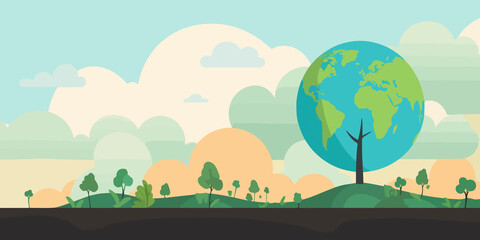 Obraz premium Creative flat illustration of World Environment Day