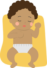 Sleeping cute baby with blanket, warm and safe, vector character illustration in cartoon style