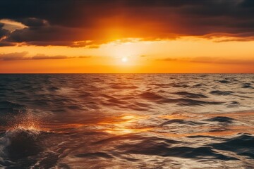 Naklejka na ściany i meble beautiful sunset over the ocean with vibrant colors. Generative AI