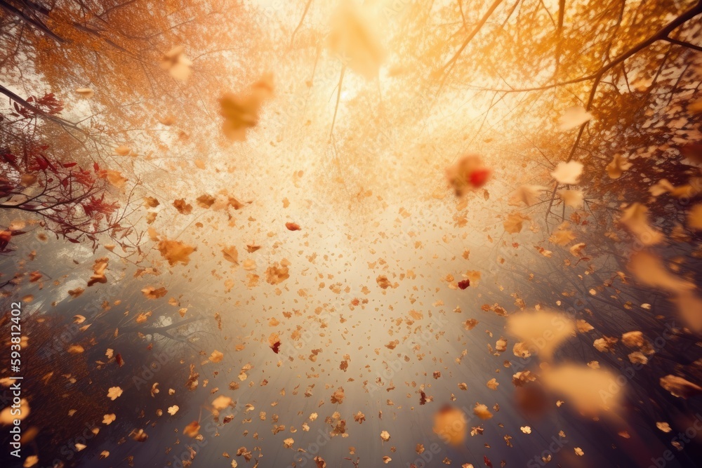 Poster sunlight filtering through the foliage of a tree. generative ai