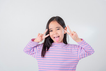 Image of Asian child posing on white  background