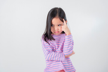 Image of Asian child posing on white  background