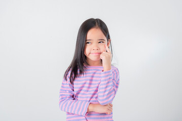 Image of Asian child posing on white  background