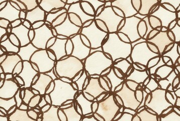 Interlocking Brown Circles on Creamy Beige Background Seamless Tile [Generative AI]