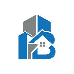 Real estate and  'B'. Letter combination logo design.