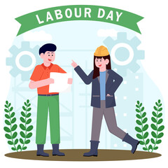 Workers Discussing Work Illustration