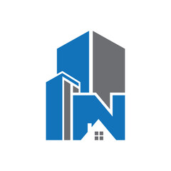 'N' Letter real estate logo design.