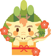 門松に入っている可愛い辰　辰年