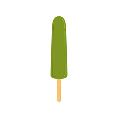 Lollipop fruit icecream on stick, summer dessert. Vector fruit ice-cream, dairy summer food, bonbon candy. Kiwi ice cream on stick, frozen juice yummy snack