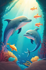 Obraz na płótnie Canvas fish in the water illustrations